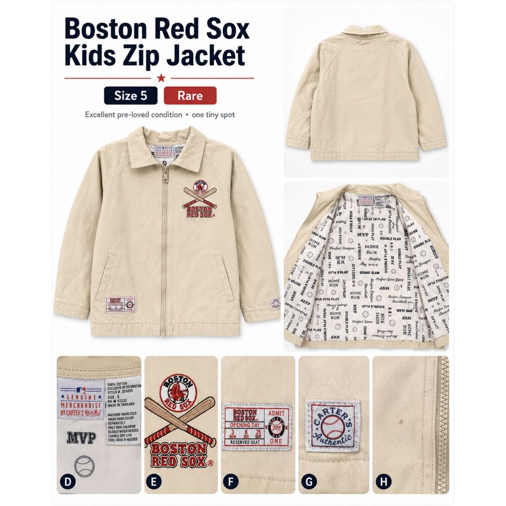 Rare Boston Red Sox Kids Jacket by Carter’s Size 5